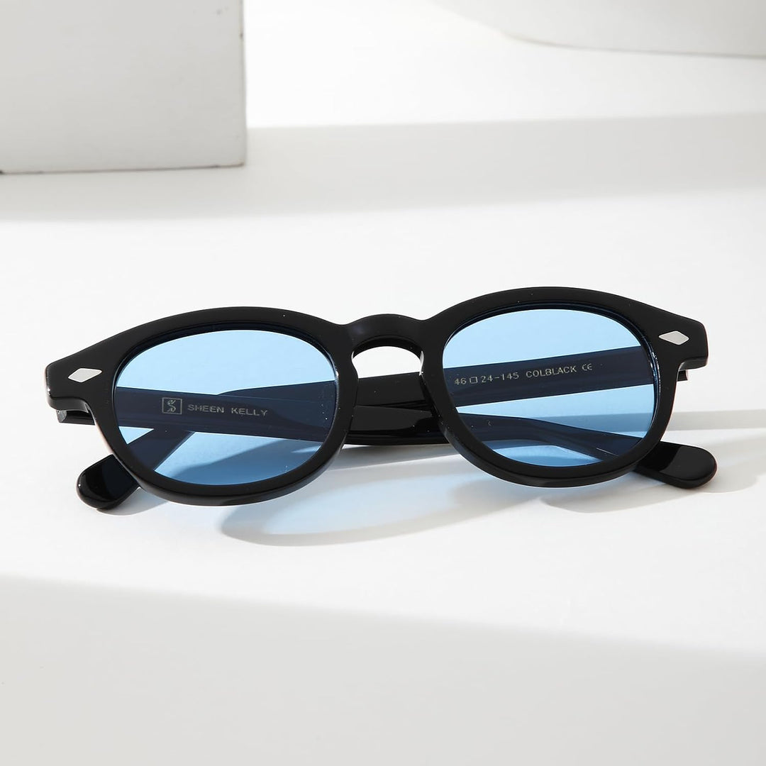 SHEEN KELLY Retro Acetat Ovale Sonnenbrille für Männer Frauen Hochauflösend Polarisierte Round Linse