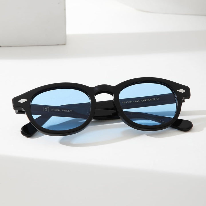 SHEEN KELLY Retro Acetat Ovale Sonnenbrille für Männer Frauen Hochauflösend Polarisierte Round Linse