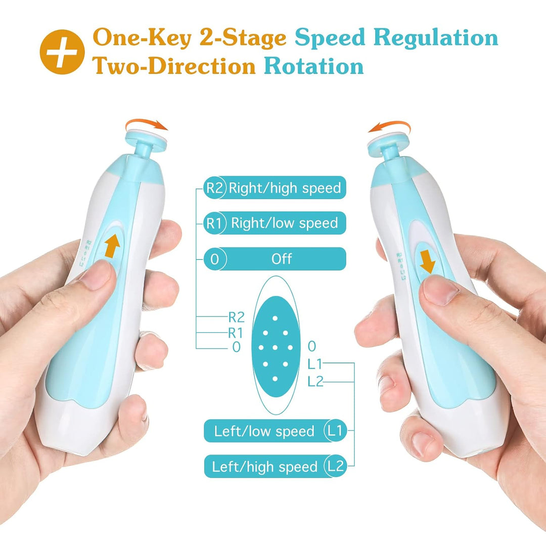 Zooawa Baby Nagelknipser 20 in 1, Elektrischer Baby Nageltrimmer, Nagelfeilen Set mit 12 Ersatzpads,
