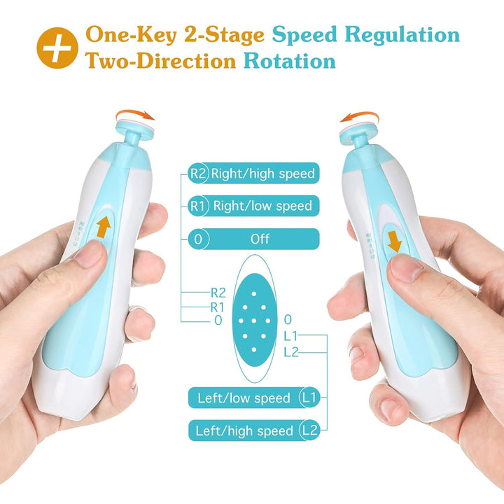 Zooawa Baby Nagelknipser 20 in 1, Elektrischer Baby Nageltrimmer, Nagelfeilen Set mit 12 Ersatzpads,