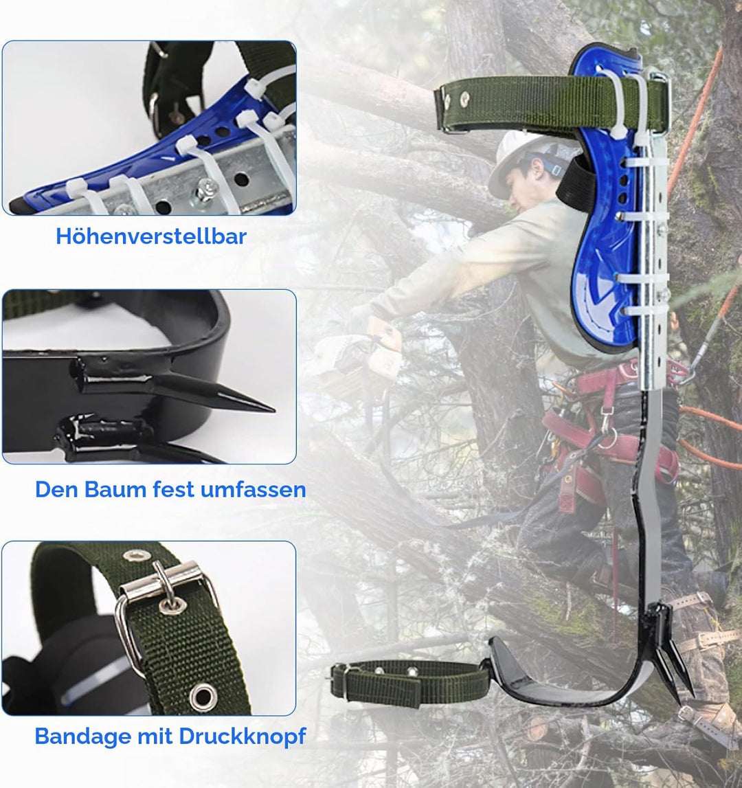 Hlieeosfcn Baumklettern Ausrüstung Set,Höhen Verstellbar Tree Climbing Spike, Halteseil Steigeisen K
