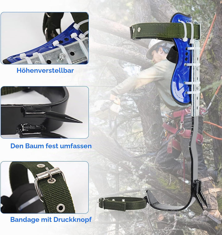 Hlieeosfcn Baumklettern Ausrüstung Set,Höhen Verstellbar Tree Climbing Spike, Halteseil Steigeisen K