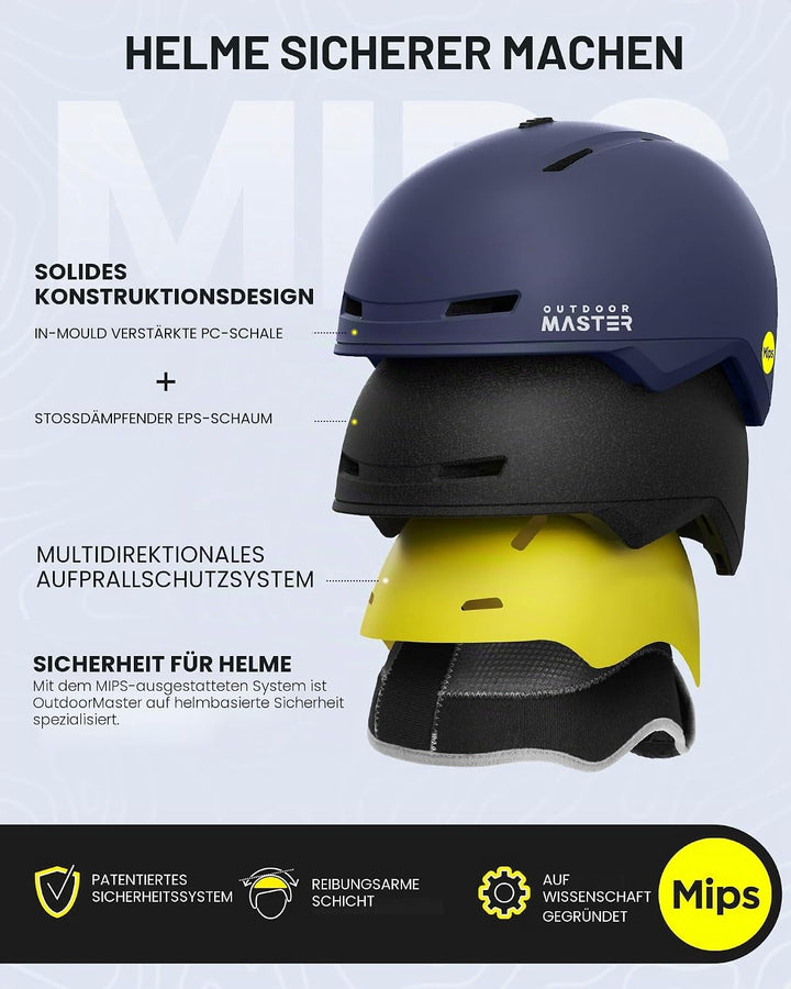 OutdoorMaster MIPS Skihelm, Snowboardhelm für Herren und Damen, Snowboard Helm mit Ventilationssyste