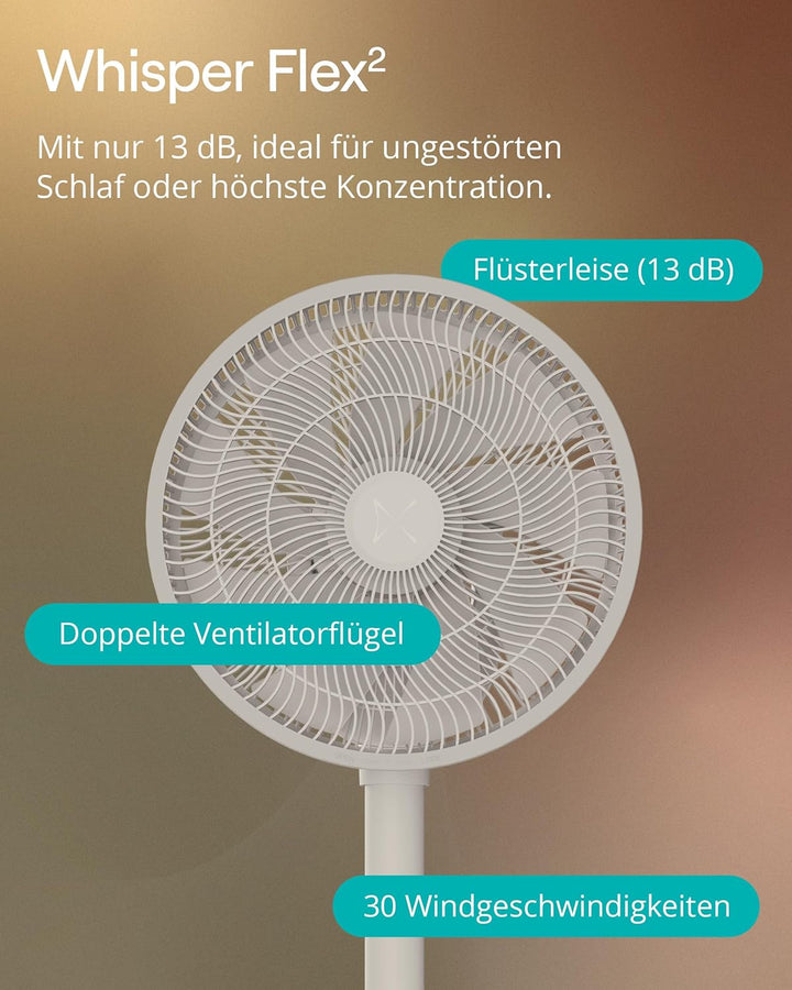 Duux Whisper Flex 2 Smart Ventilator – flüsterleise 13 dB – Nachtmodus & Timer – höhenverstellbar (5