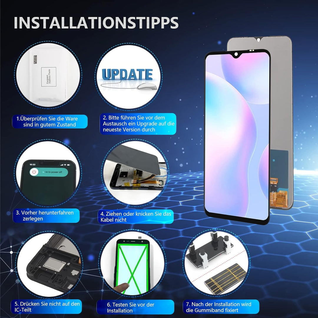 RongZy Display für Xiaomi Redmi 9A/9C/10A LCD Bildschirmersatz Digitizer Touchscreen für Xiaomi Redm