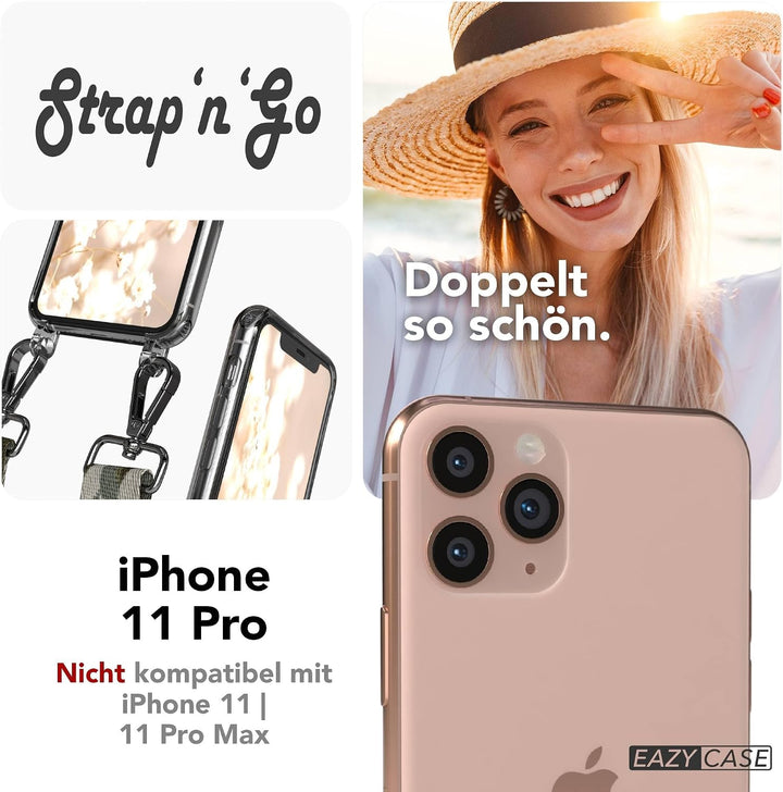EAZY CASE Handykette - Verstellbares Taschenband kompatibel mit iPhone 11 Pro, Schulterriemen, Handy