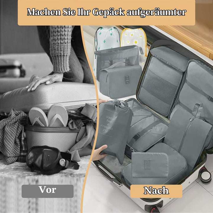 13 Stück Koffer Organizer Set, Packing Cubes, Wasserdichte Kofferorganizer für Urlaub und Reisen, Tr
