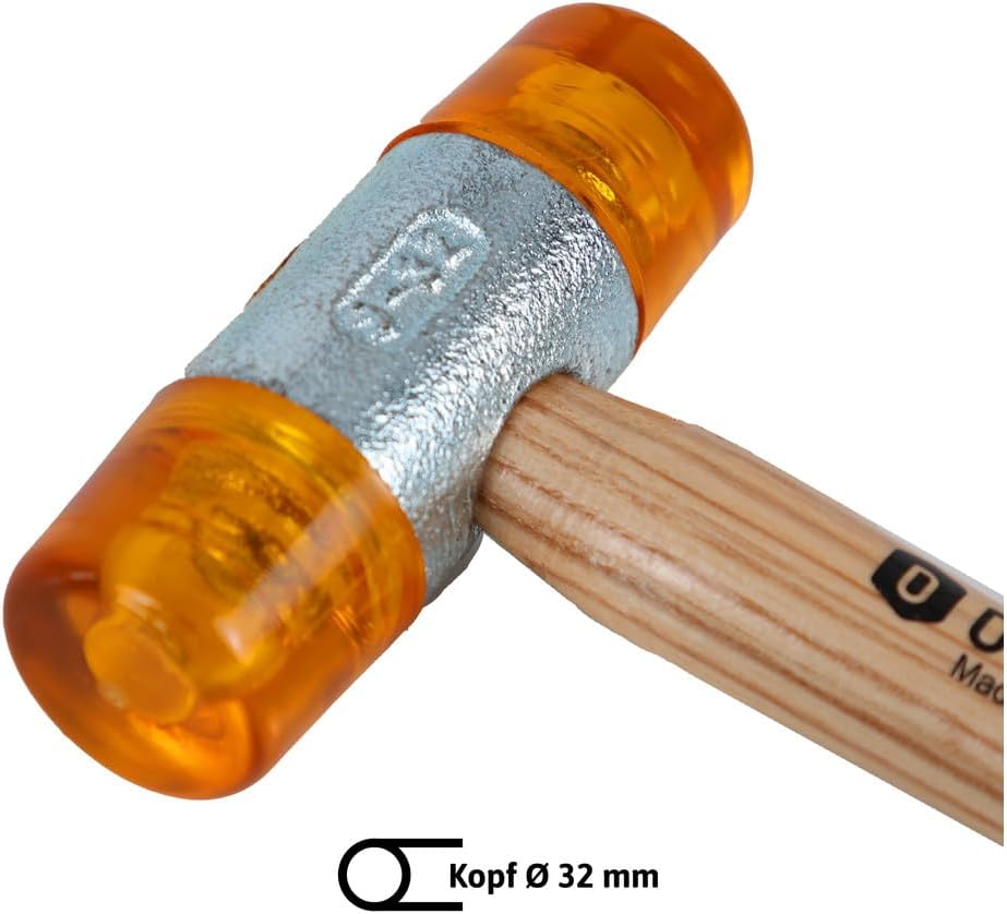 Dönges Rückschlagfreier Schonhammer mit lackiertem Eschenstiel | Ø 32 mm | 340 g leicht | Austauschb