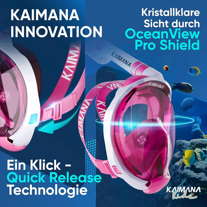 Die Preisgekrönte KAIMANA® Schnorchelmaske für Erwachsene & Kinder - absolut CO2 sicher - inkl. Trag