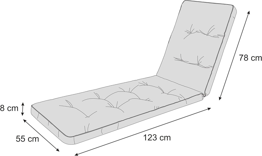 Liegenauflage, Auflage für Gartenliege 200 x 55 x 8 cm, Auflagen für Deckchair, Polsterauflage für S
