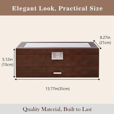 ProCase Uhrenbox Brillenbox aus Holz in Klavierlack hochglänzend, 2 Ebenen, Brillen Aufbewahrungsbox