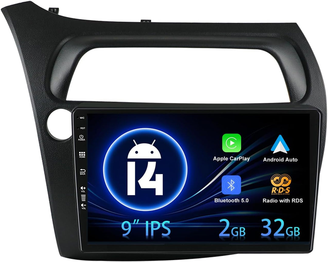 9 Zoll IPS 2 Din Android 12.0 Autoradio für Honda Civic Hatchback 2006–2011 GPS-Navigation Carplay B