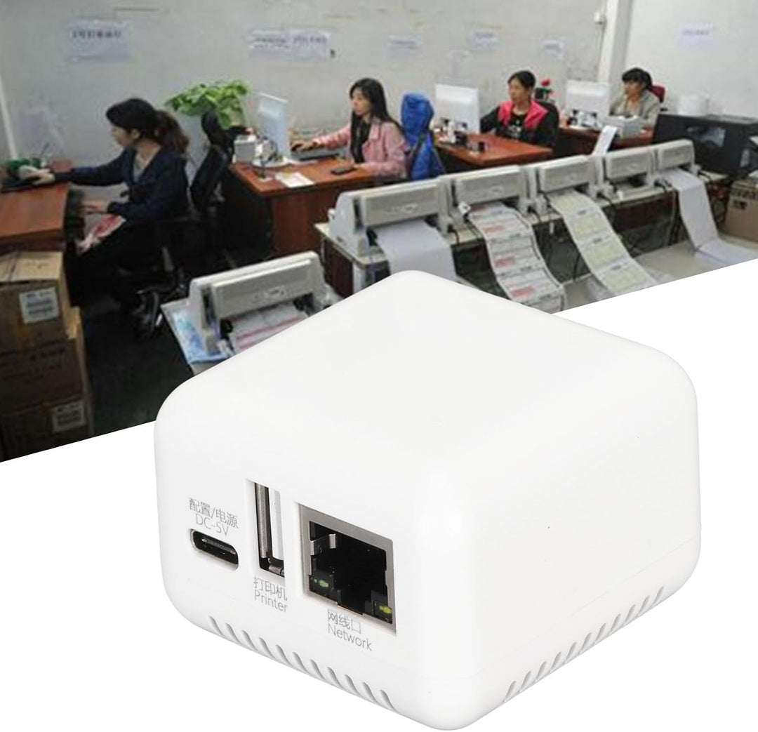 USB 2.0 Netzwerkdruckserver, LAN Druckfreigabeserver für Bild- und Textdruck, für Büro Schule Drucke