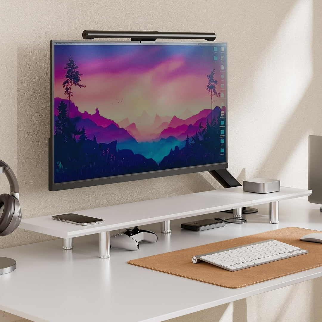 Fenge Grosser Monitorständer 100cm Dual Monitor Stands Riser mit Höhenverstellbarem Bein,Multifunkti