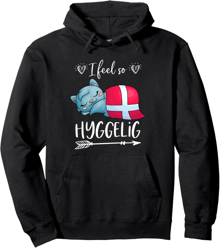 I Feel So Hyggelig Katze mit Decke | Winter Dänemark Urlaub Pullover Hoodie