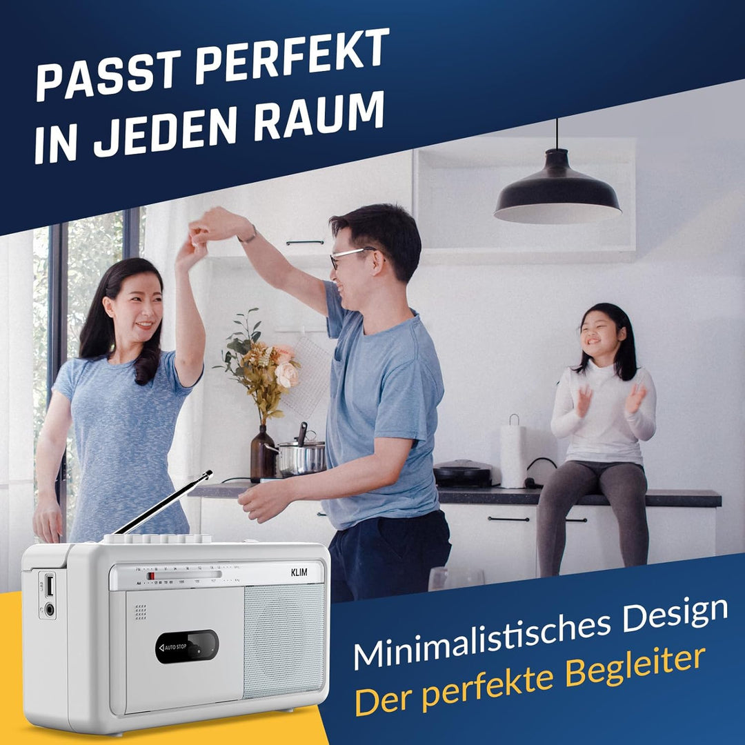 KLIM Tragbare Kassettenspieler Boombox, AM/FM Radio, Bluetooth Radio, Cassette Player & Kassettenrec