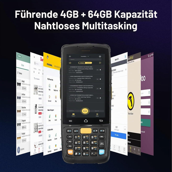 MUNBYN Android Barcode Scanner MC005, Android 14, 4GB+64GB PDA Handheld, ausgestattet mit HS7 1D &amp; 2
