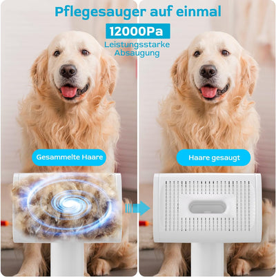 Hundeschermaschine mit Staubsauger, Morpilot Hundestaubsauger mit Bürste, 12000Pa Leistungsstarke El