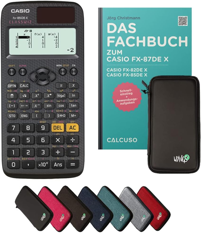 CALCUSO Standardpaket: Casio FX-85DE X ClassWiz technisch-wissenschaftlicher Taschenrechner + WYNGS