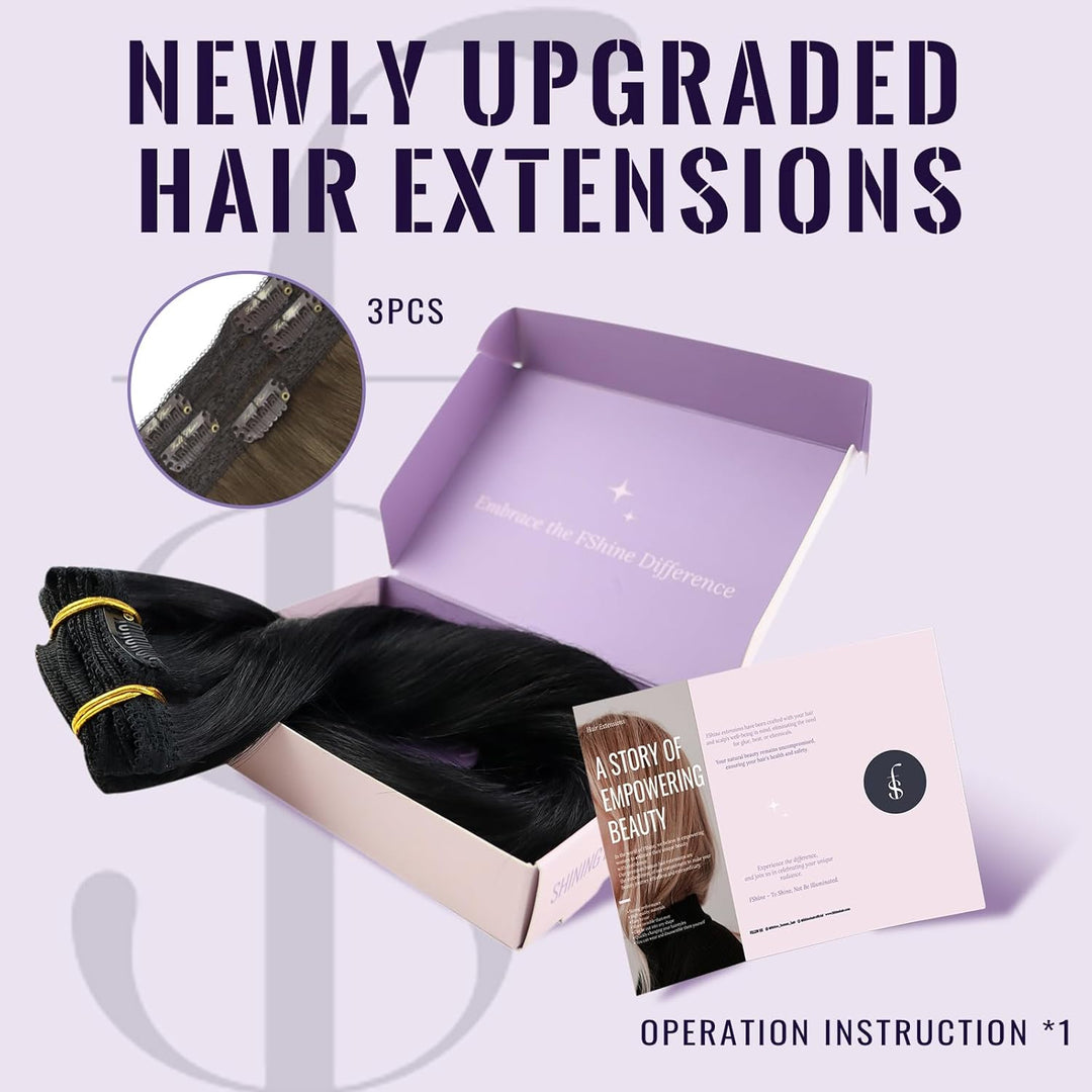 Fshine Clip in Ehthaar Extensions Dunkelbraun 30cm 3pcs Remy Ehthaar Clip in Extensions Jet Black Cl