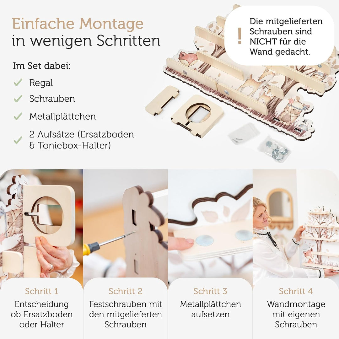 Farbklecks-Collection Musikboxregal Tierische Freunde 2, Wandregal für bis zu 50 Hörfiguren, Masse 6