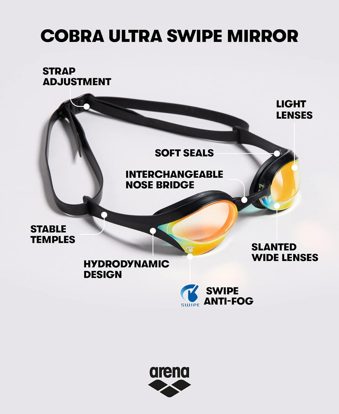 arena Unisex – Erwachsene Cobra Ultra Swipe Mr (Yell-White) Swim Goggles, Mehrfarbig, 1 Modern, Mode
