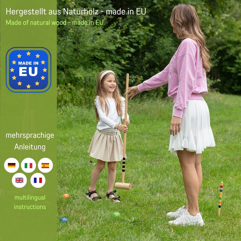 Qualitäts Krocketspiel/Krocket/Crocket für 6 Spieler (100 cm Erwachsenengrösse) mit Transporttasche