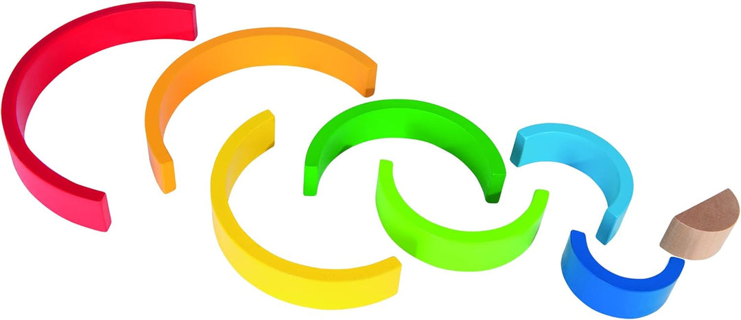Eichhorn - Regenbogen, Sortier- und Stapelspielzeug in farbenfrohen Farben, 8 teilig, 17,5 cm lang,