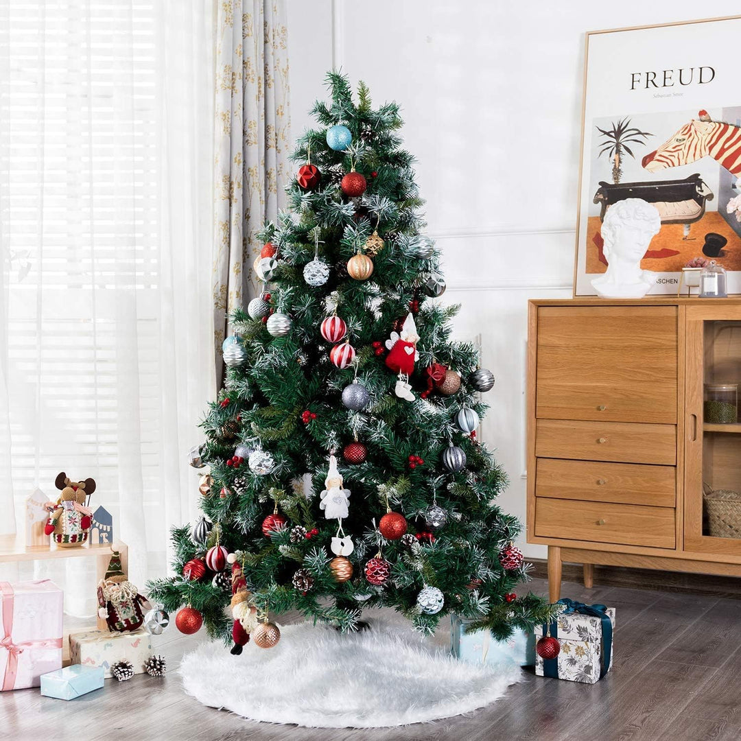 KAHEIGN 78CM Weihnachtsbaum Decke Weiss Weihnachtsbaum Rock, Runde Form Christbaumständer Schneefloc