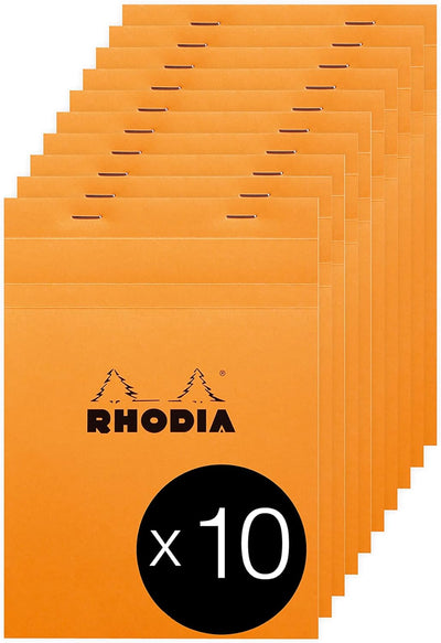 Rhodia 16200C - Packung mit 10 Notizblöcken No.16, DIN A5 80 Blätter kariert 80g, Orange, 1 Pack Ora