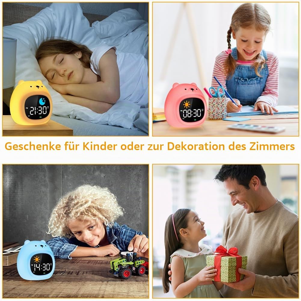 HOTUT Kinder Lichtwecker,Schlaftrainer Kinder mit Nachtlichtern,6 White Noise Kinderwecker,Digitaler