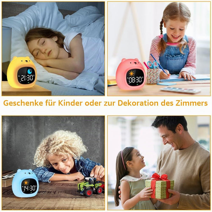 HOTUT Kinder Lichtwecker,Schlaftrainer Kinder mit Nachtlichtern,6 White Noise Kinderwecker,Digitaler