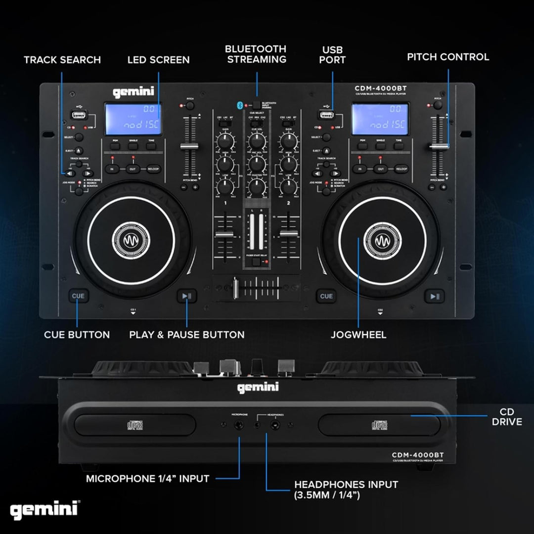 Gemini Sound CDM4000BT - DJ Doppel-CD-Player mit Bluetooth und USB