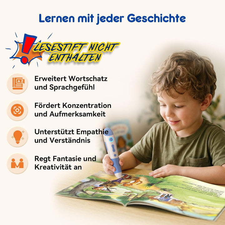 10 interaktive englische Geschichtenbücher für Lernstift, Kinderbücher ab 2–5 Jahren, Vorlesebücher,