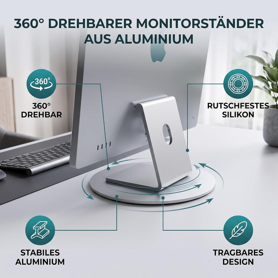 Monitor Drehteller Aluminiumlegierung Drehung Computer Monitor Basis rutschfest Tablet Stand Monitor