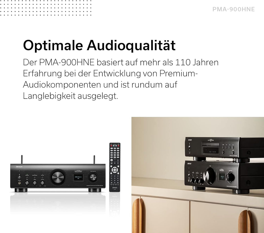 Denon PMA-900HNE HiFi Verstärker, Stereo Verstärker Mit HEOS Built-in, 2x85W, Eingebauter Phono-Vorv