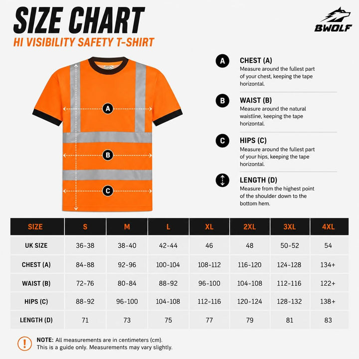 BWOLF STAR Warnschutz T-Shirt Herren – Hi Vis Arbeitsshirt mit Reflexstreifen, reflektierend, strapa