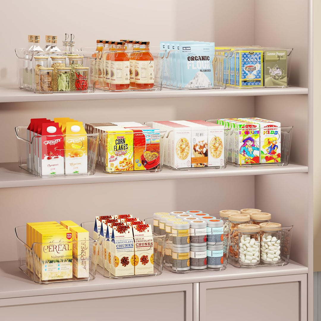 8 Stück aufbewahrungsbox küche küchenschrank organizer mit Griff | Transparent, Kunststoff kühlschra