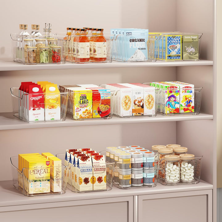 8 Stück aufbewahrungsbox küche küchenschrank organizer mit Griff | Transparent, Kunststoff kühlschra