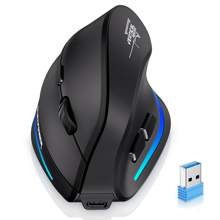 Update-Version 2.4G Vertikale Ergonomische Maus, Silent RGB Vertical Maus, 4800 DPI, 6 Tasten Wieder