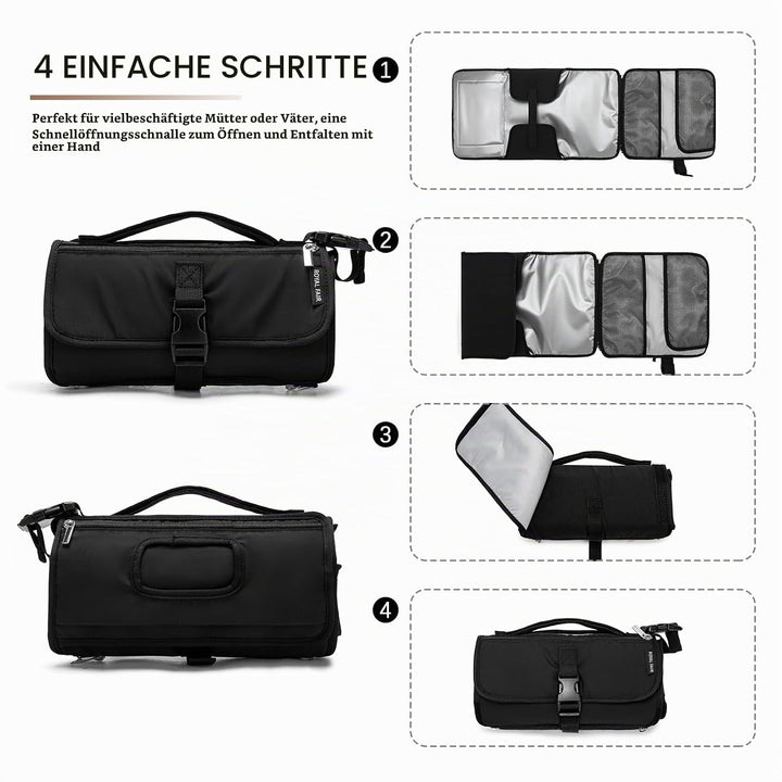 ROYALFAIR Wickelunterlage für Unterwegs,Windeltasche mit Fächern, Kopfkissen und Abnehmbare Feuchttü