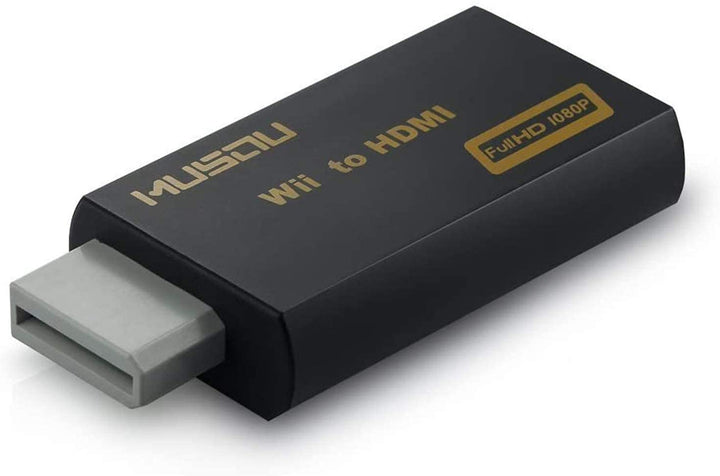 Adapter Wii auf HDMI Videosignal, Konverter Full HD 1080p mit Audio Ausgang Klinke 3,5 mm, Schwarz