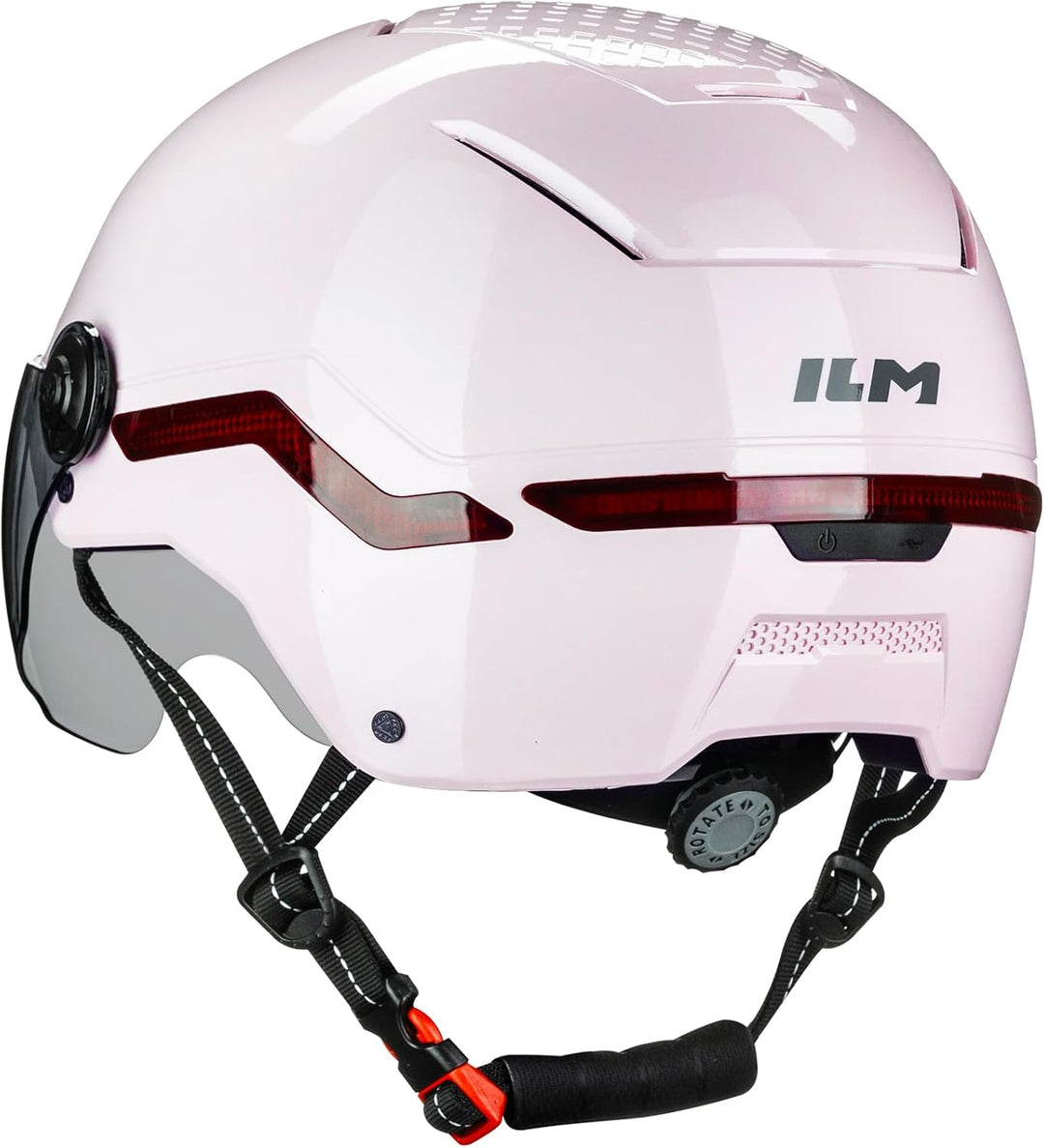 ILM Fahrradhelm Herren Damen mit Visier und LED Licht Beleuchtung Automatischem G-Sensor für Blinker