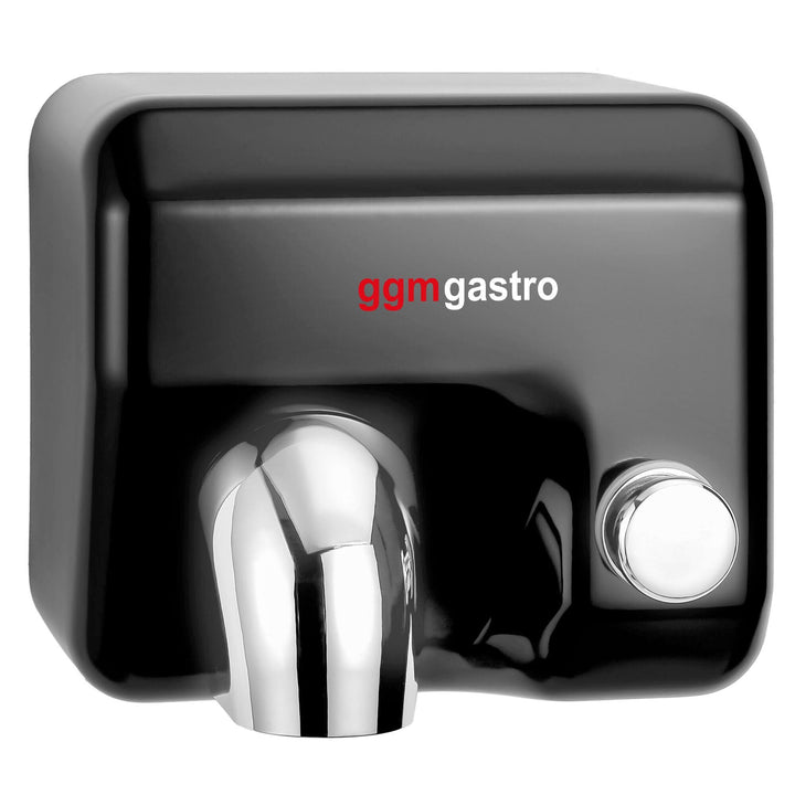 GGM Gastro | HTDKE15S | Händetrockner mit Druckknopf - Edelstahl - Mattschwarz