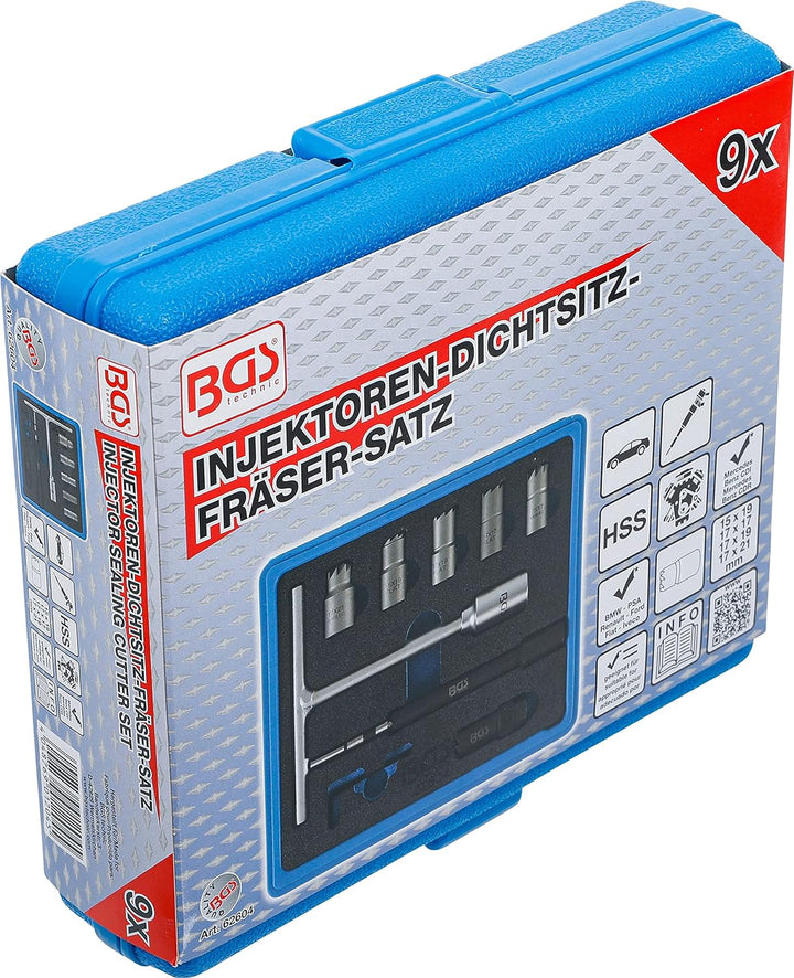 BGS 62604 | Injektoren-Dichtsitz-Fräser-Satz | 9-tlg., 9-tlg.