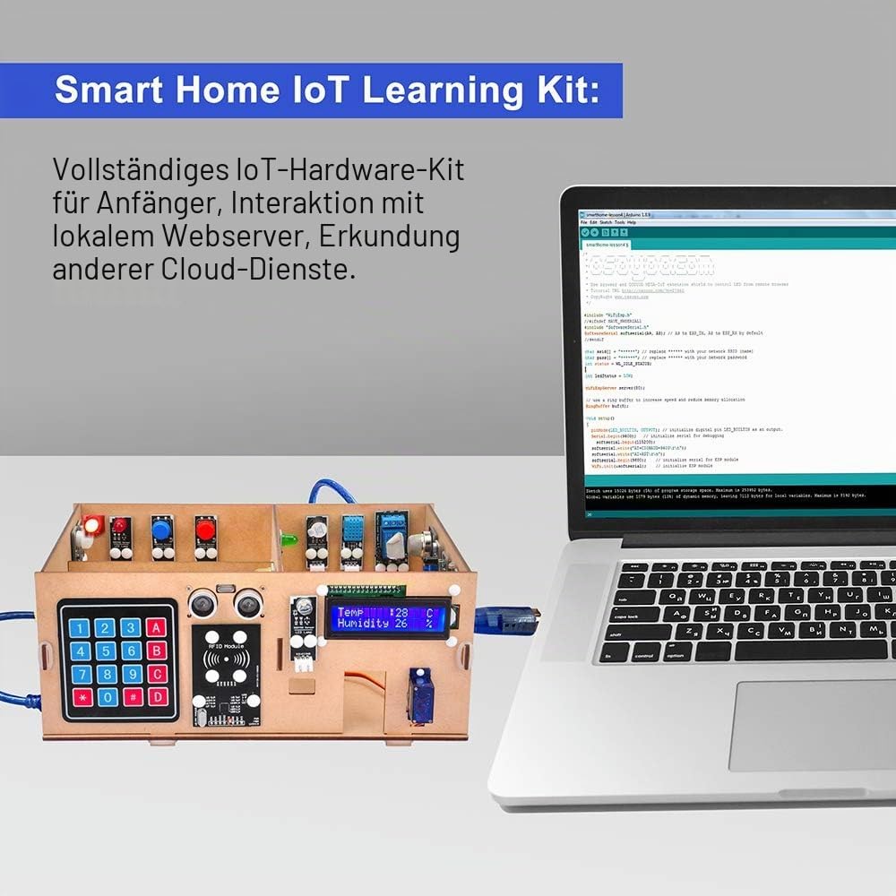OSOYOO IoT Wooden House Learner Kit for Arduino, Smart Home Electronic STEM Starter Set Learning Int