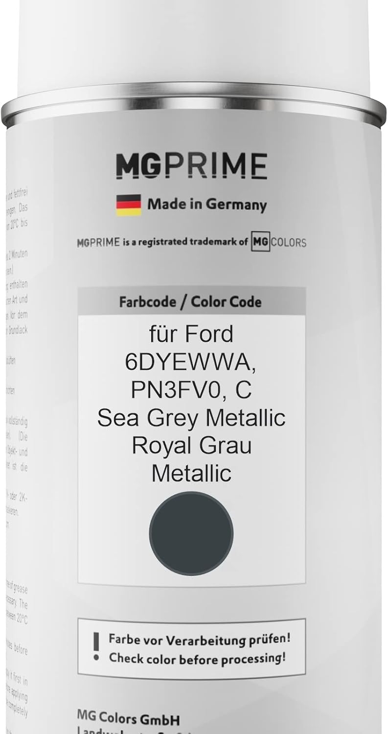 MG PRIME Autolack Sprühdosen Set für Ford 6DYEWWA / PN3FV0 / C Sea Grey Metallic/Royal Grau Metallic