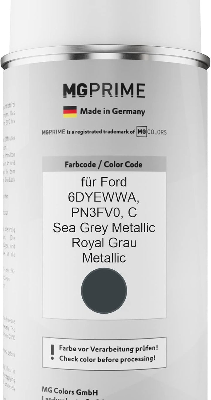 MG PRIME Autolack Sprühdosen Set für Ford 6DYEWWA / PN3FV0 / C Sea Grey Metallic/Royal Grau Metallic