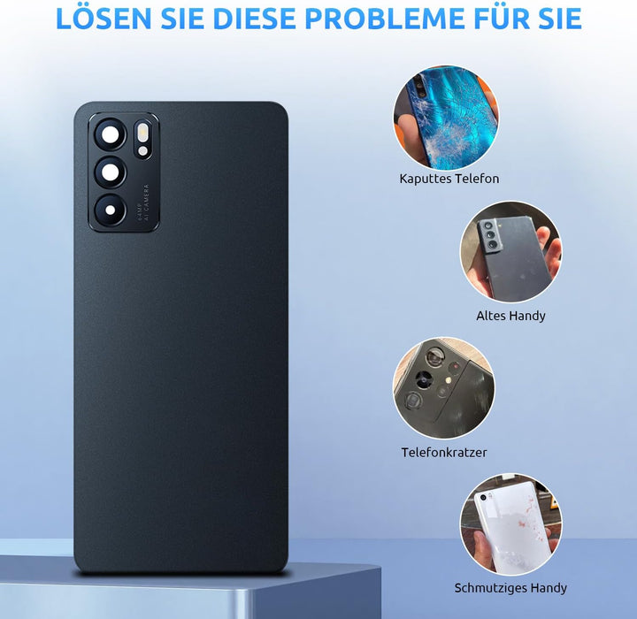 Eonpam Akkudeckel für Oppo Reno6 5G Rückseite Glas Original Backcover Back Glas Ersatz Reparatur Set