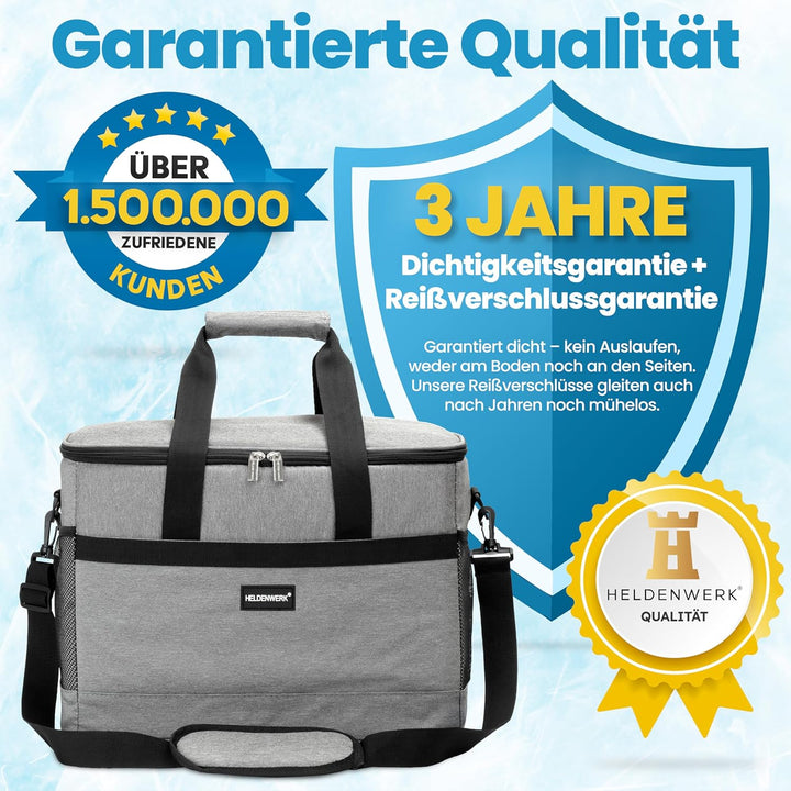 HELDENWERK Kühltasche gross faltbar – Kühlbox bis zu 12h Kühlleistung auslaufsicher &amp; wasserdicht –